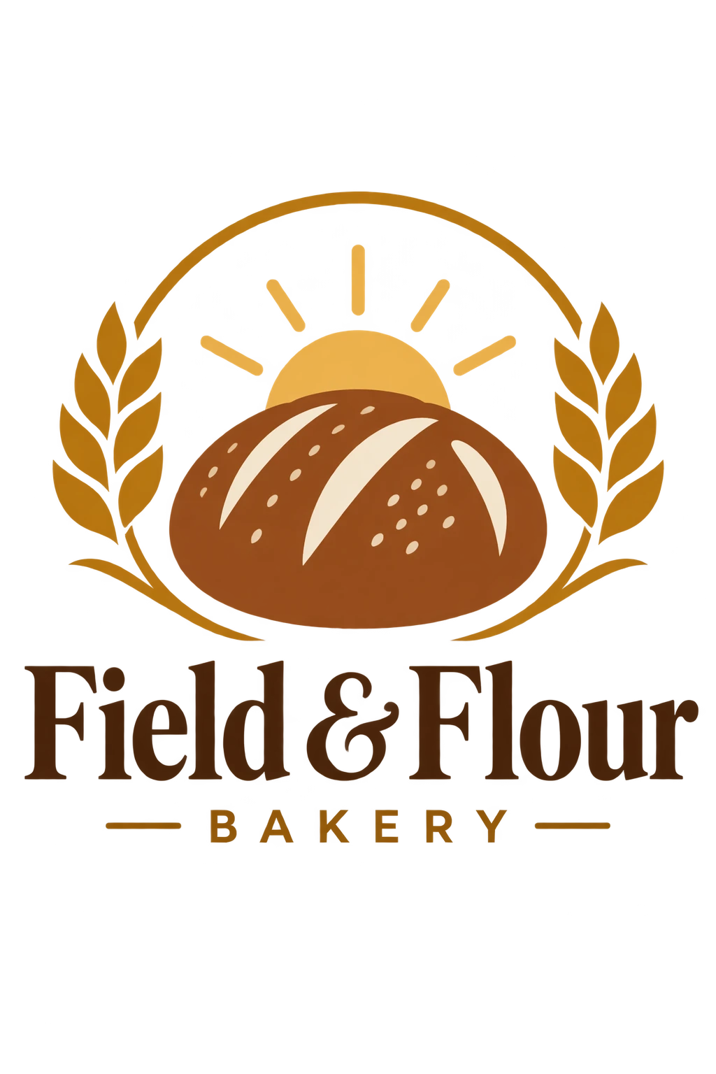 Field and Flour 麵包店標誌，第二款設計（GPT Image 2.5 Sunburst）