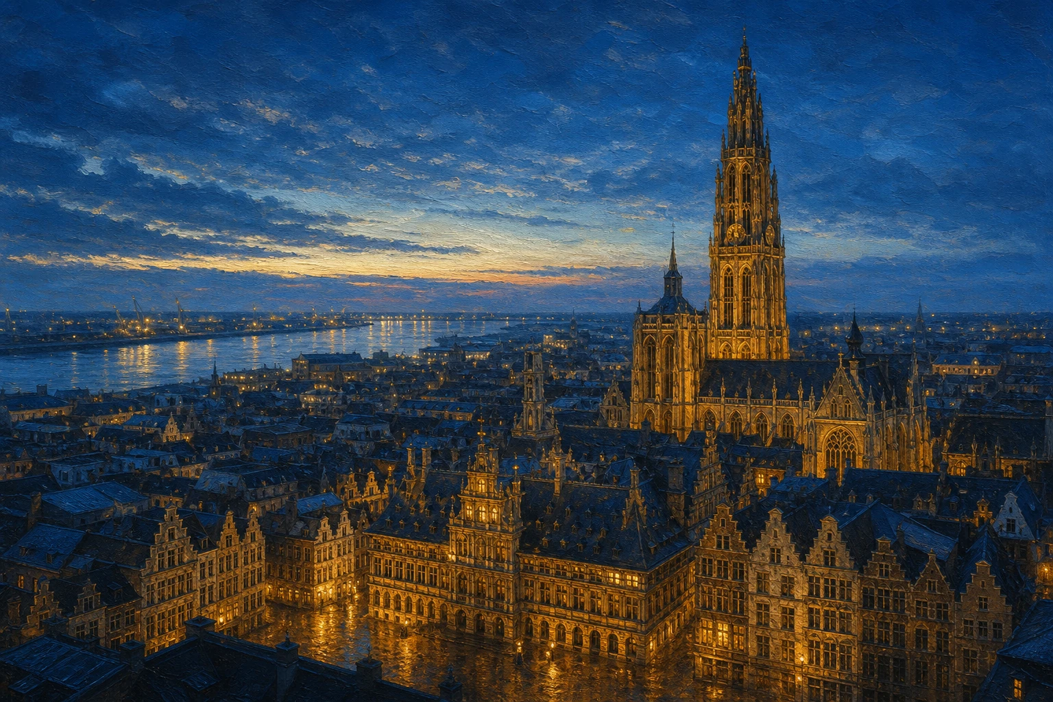 Stylized city cover for Antwerp