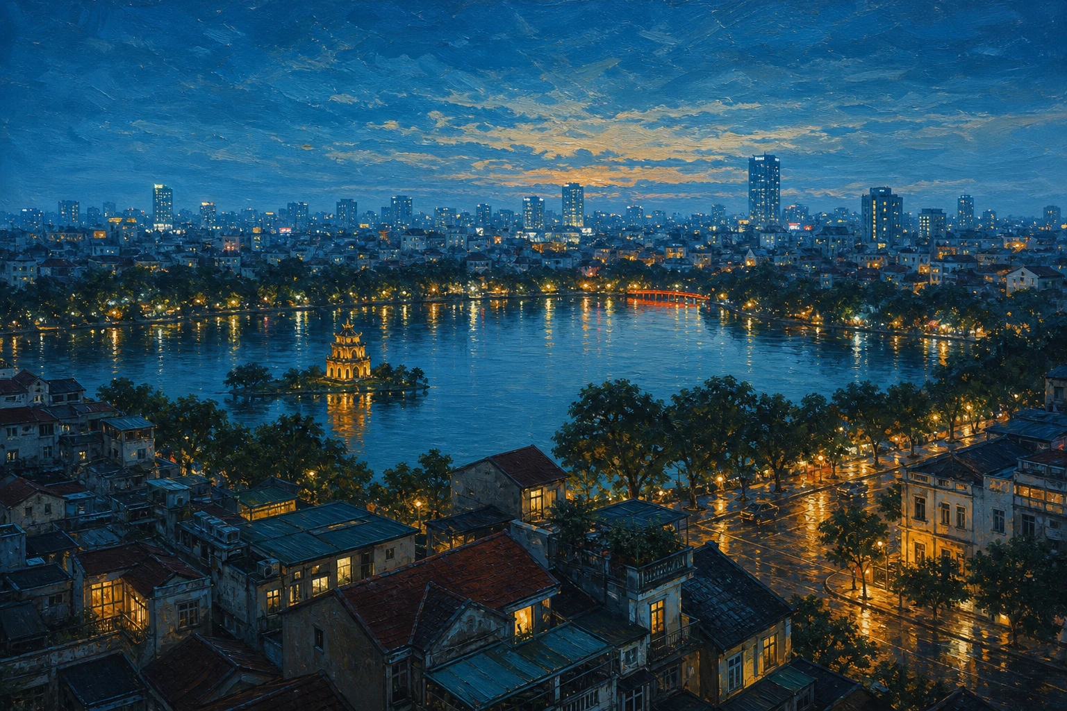Stylized city cover for Hanoi