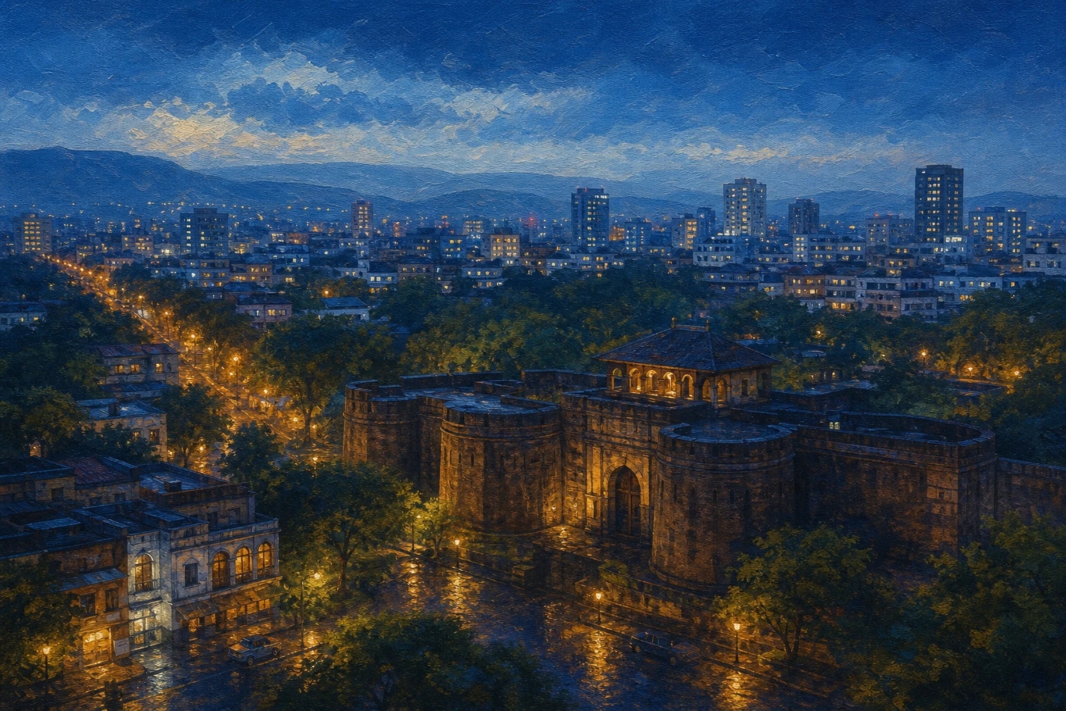 Stylized city cover for Pune