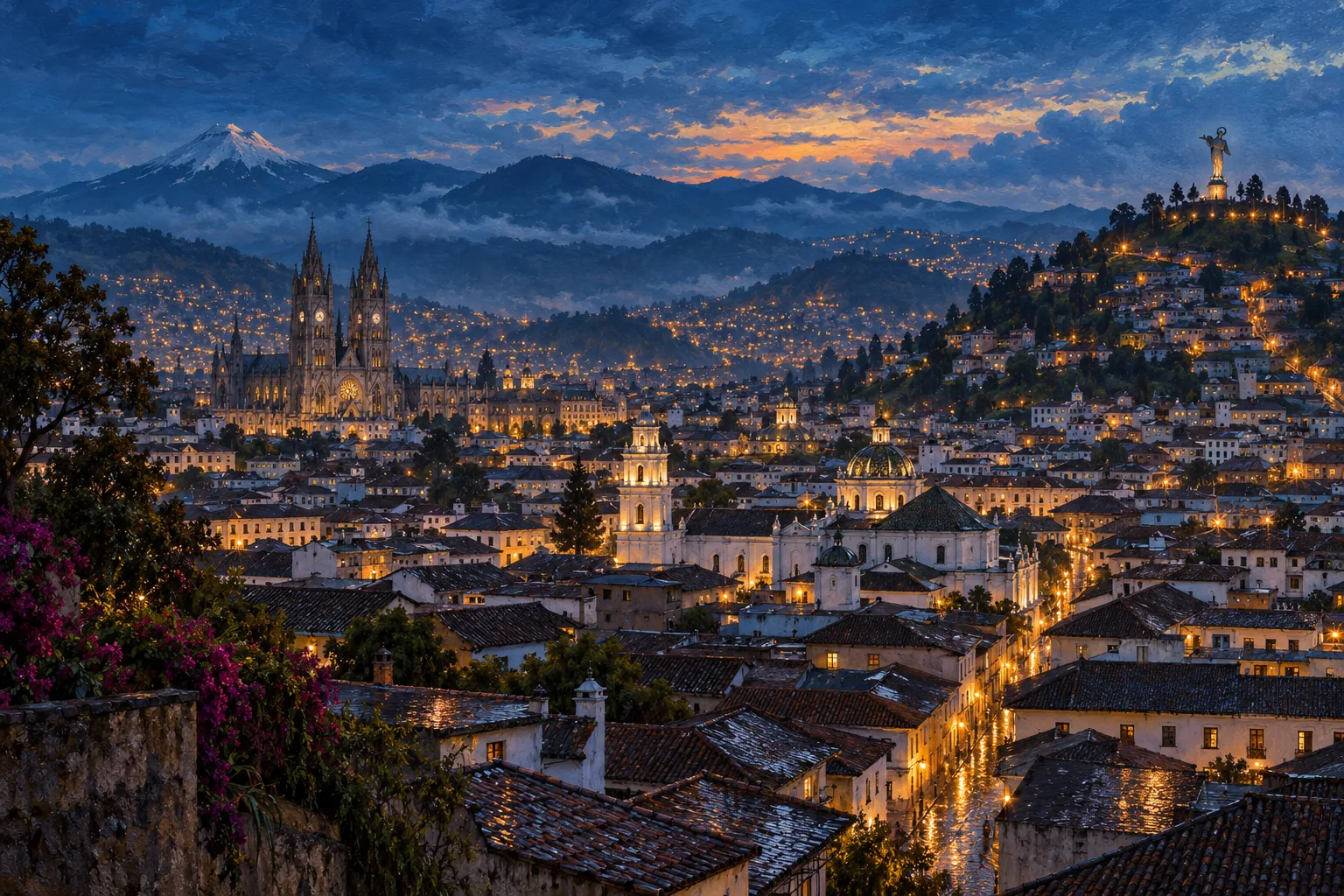 Stylized city cover for Quito