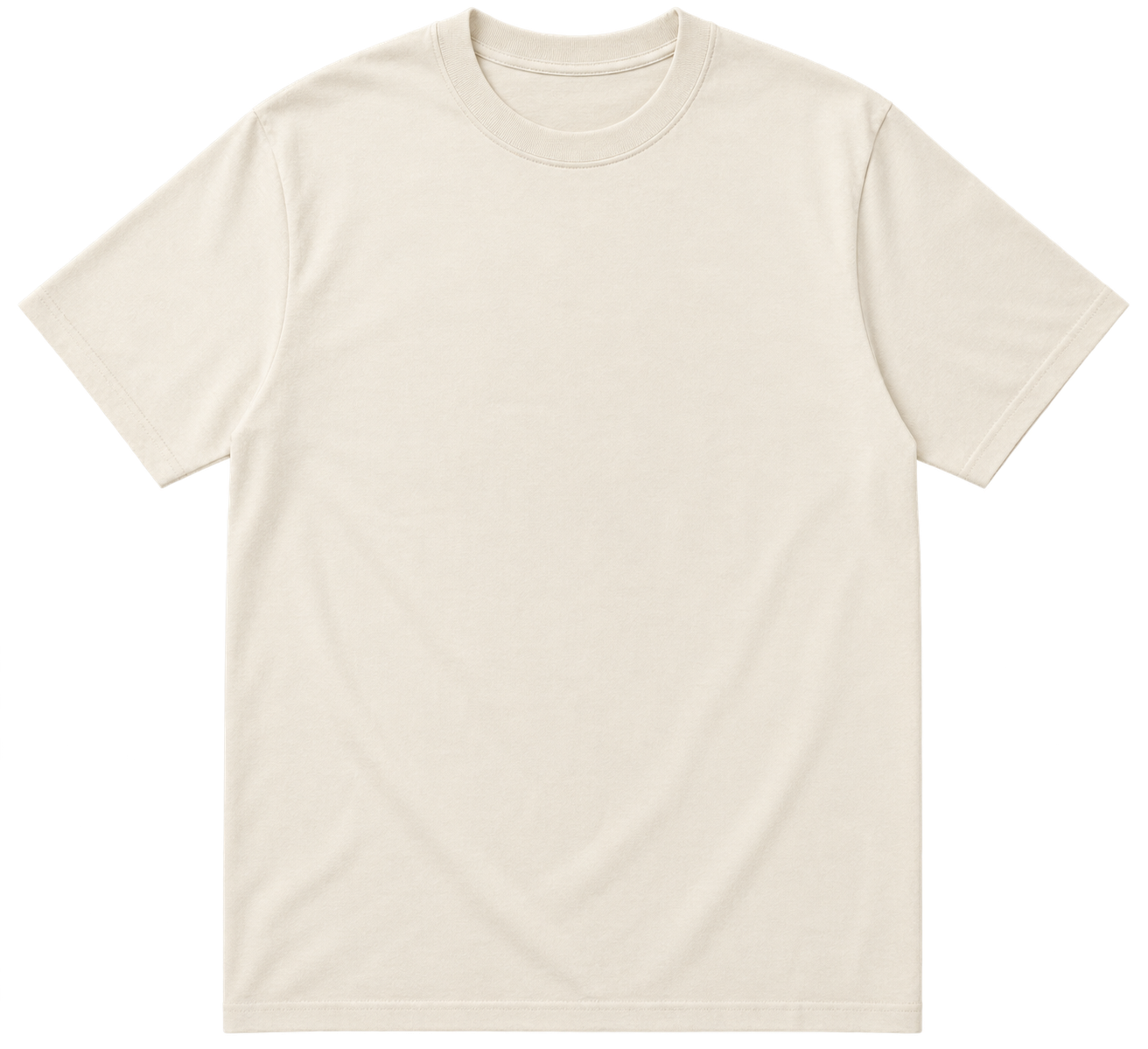 Transparent product photograph of a blank ivory crew-neck T-shirt