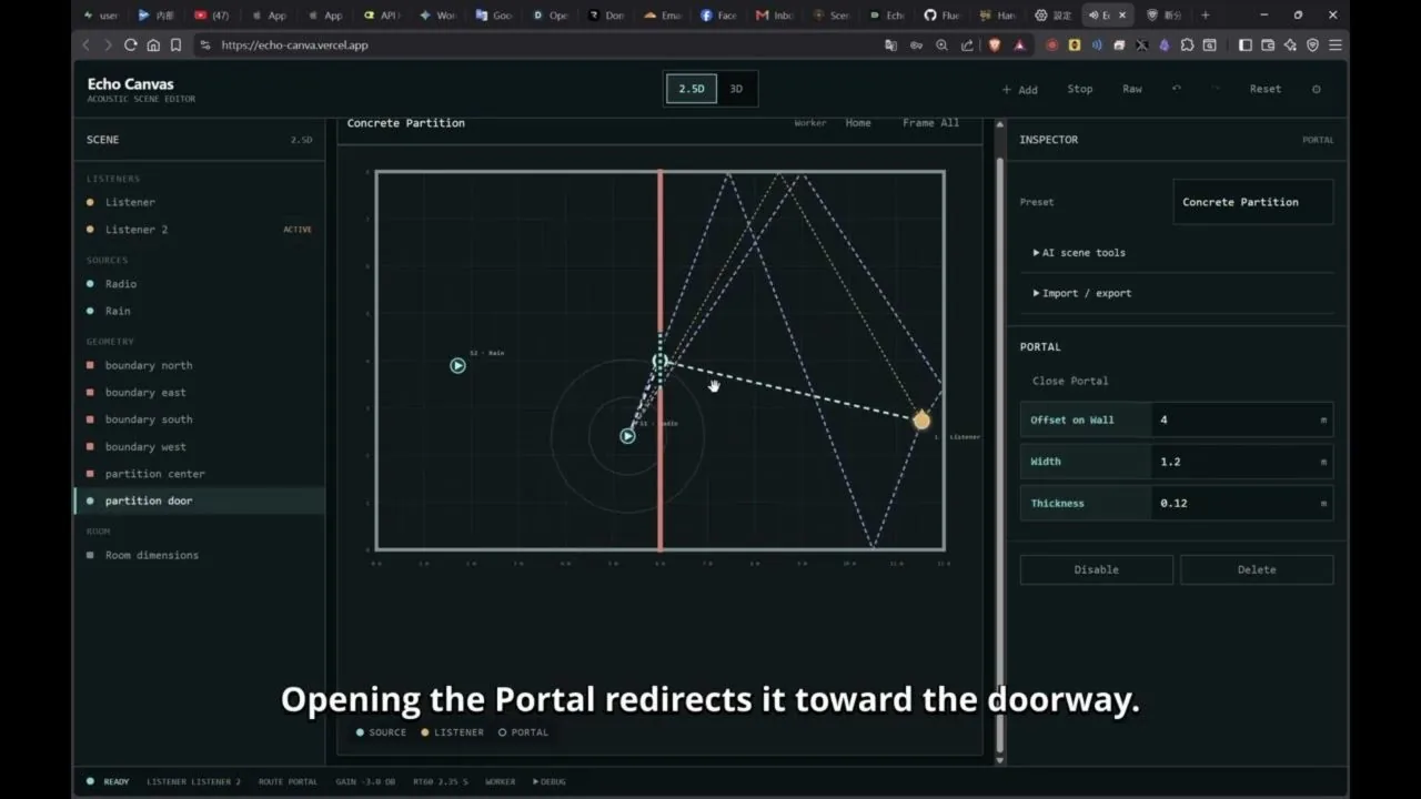 Echo Canvas spatial audio workbench interface