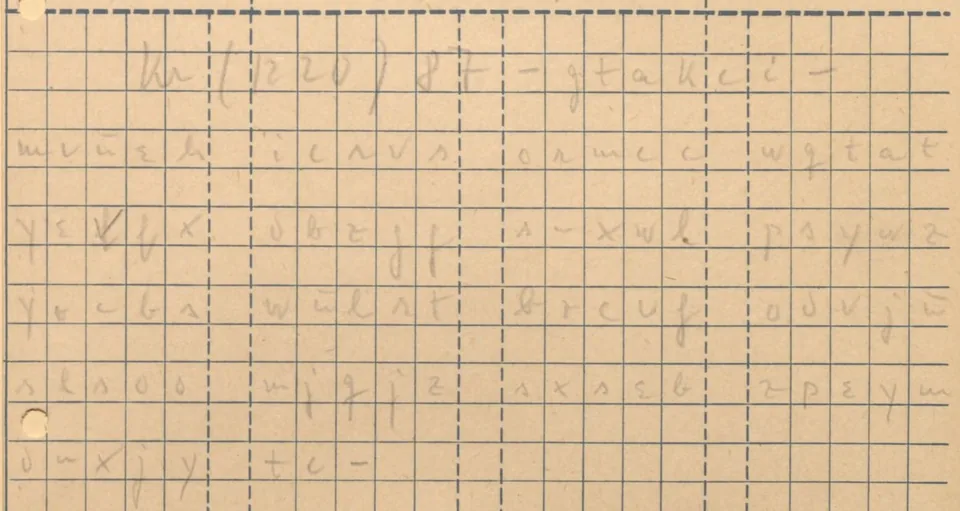 Historical Enigma message featured in Carter Leffen's Astra cryptanalysis project.