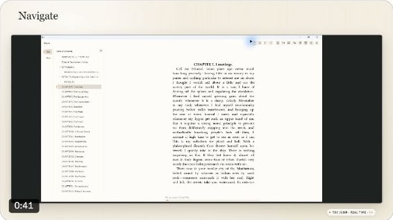 EPUB reader built with Codex displaying a book and its table of contents.
