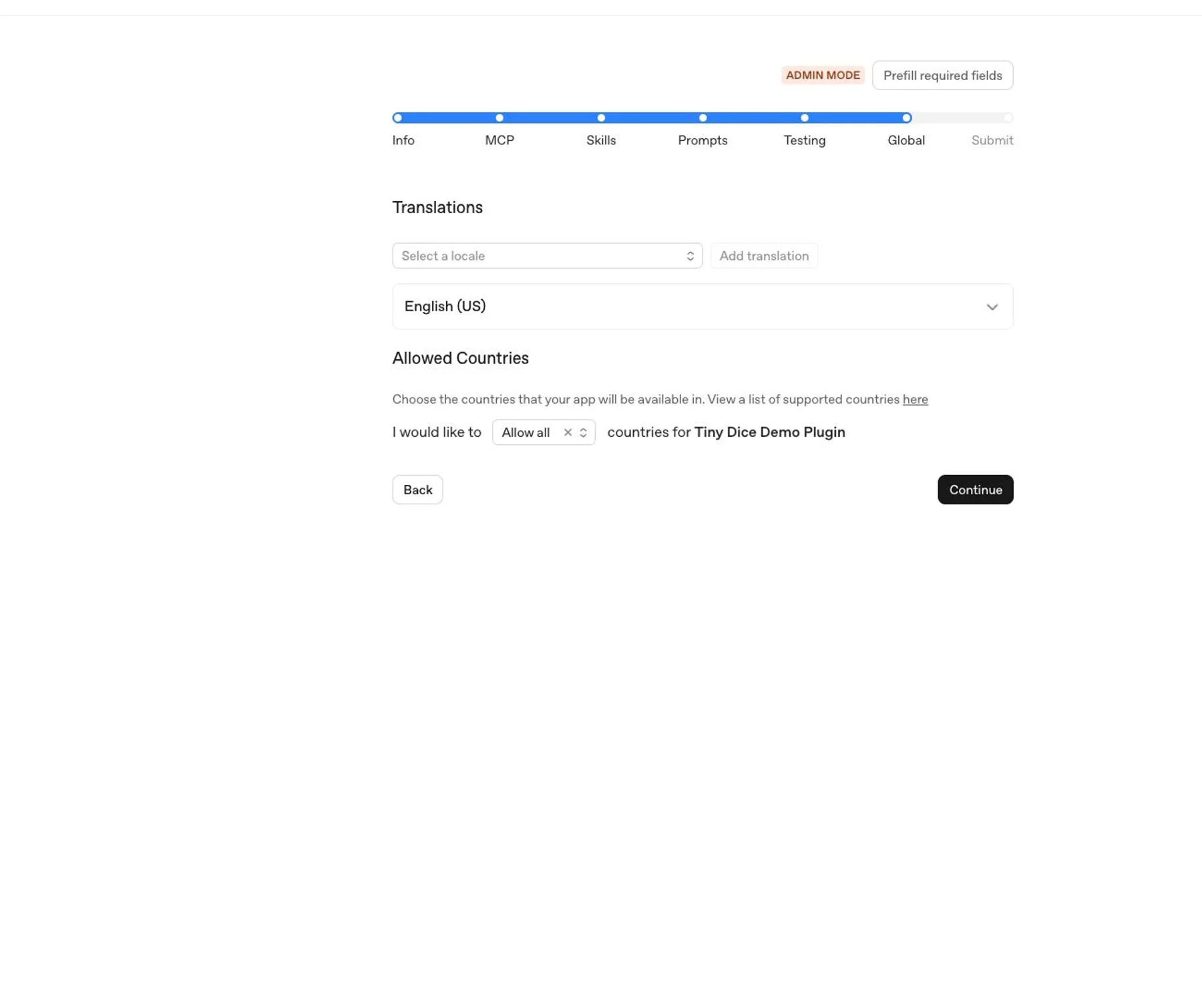 Global tab for country and region availability